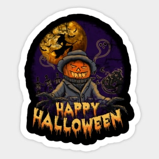 Happy Halloween Autumn Horror Pumpkin Witches Moon Movie Classic Sticker